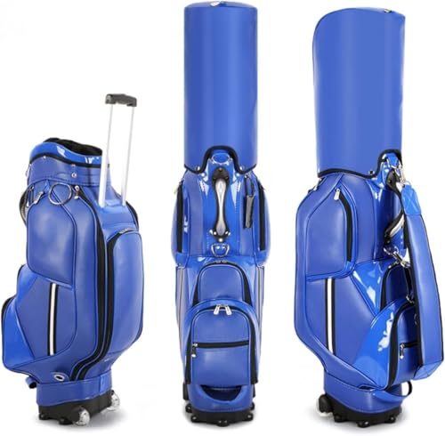 キャディバッグ ゴルフ クラブケース 5ファスナーポケット付き キャスター付きゴルフケース|コンシール可能格納式トロリーバー 取り外し可能ショルダーストラップ スタンド付き (B)