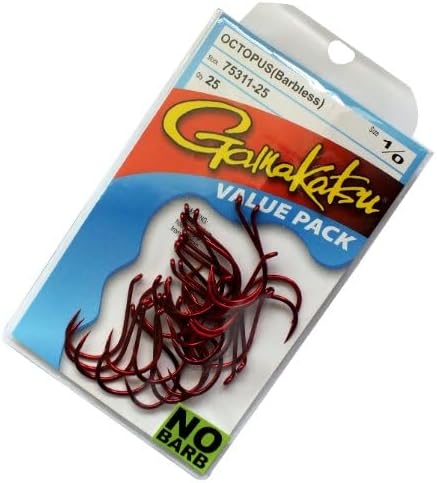 Gamakatsu Barbless Octopus Hooks, 3/0, 25-Pack, Red, photo 2 of 3