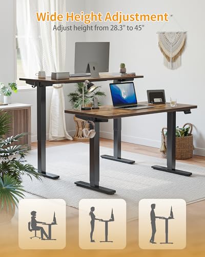 CubiCubi Electric Standing Desk, 40 x 24 Inches Height Adjustable Sit Stand Desk, Ergonomic Home Office Computer Workstation, Rusticbrown - Thumbnail 7