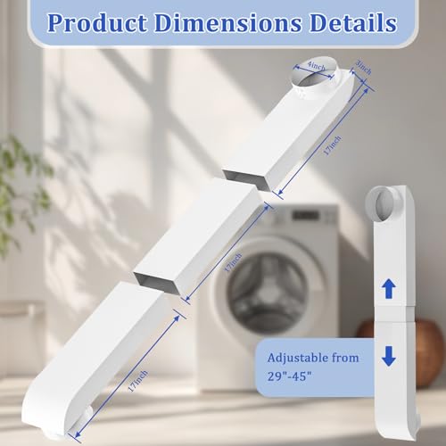 4" Periscope Dryer Vent, Upgraded 29-45" Adjustable Telescoping Dryer Vent, Stainless Steel Slim Flat Design for Tight Spaces, Low Profile Dryer Vent Kit with Foil Tape, Fits Laundry Venting by Ajonrkwm - Used condition - Image 2
