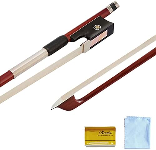 Performance Grade Excellent Tone Violin Bow 4/4 Full Size with free rosin and Clean Microfiber Cloths,Natural Mongolian Male Horsehair