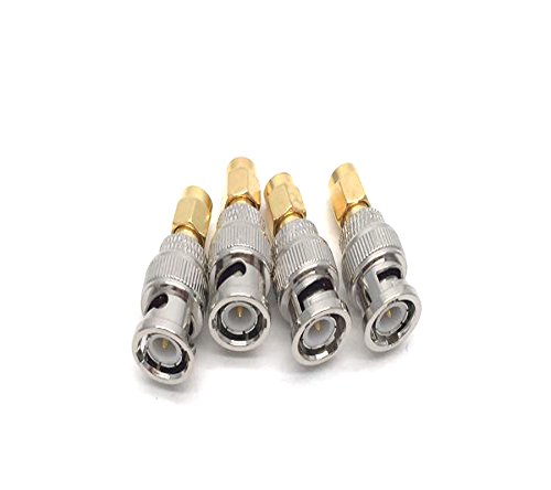 Antrader 4pcs Security BNC Male to SMA Male Connector Coaxial Adapter for CCTV Camera
