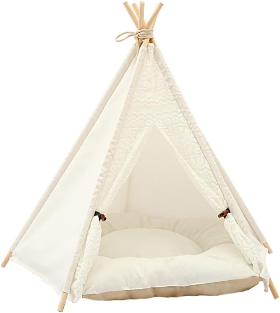 BESPORTBLE Detachable Cat Nest with Scratching Post Portable Pet Tent for Cats Comfortable Canvas Lace Design Easy to Clean for Play and Rest