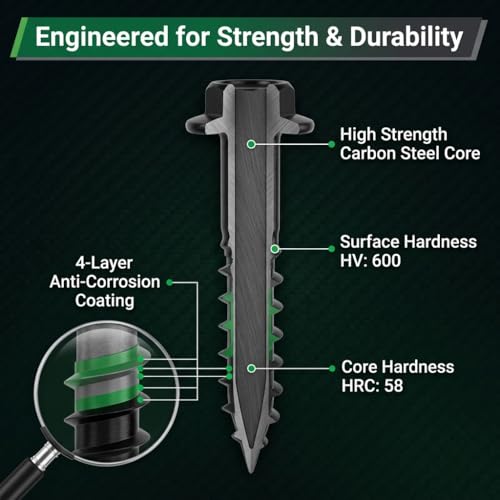 [Pack of 200] #14 x 4 Wood Structural Screws, Heavy Duty Hex Head Timber/Log/Landscaping Wood Screws, Rust Resistant, Hex Socket Included by CAMNWAMN - Image 4