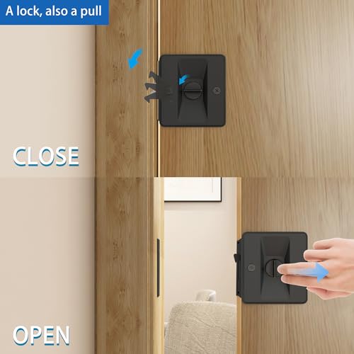 Kit de Herrajes con Cierre Suave para Puerta Corredera Pocket con Cerradura de Privacidad Negra, Fácil de Instalar para Puertas de 24" a 36" miniatura 6