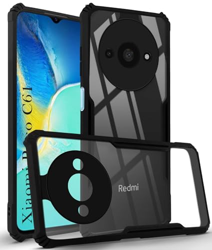 Image of Jkobi Back Cover Case for Poco C61 (Shockproof with Polycarbonate Clear Panel | Professional Black)