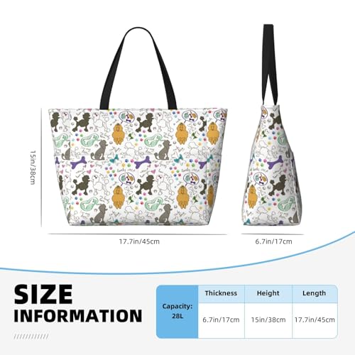 Colorful Poodle Dog Print Beach Pool Bags Tote For Women Ladies Large Gym Tote Carry On Bag For Weekender Travel Waterproof4