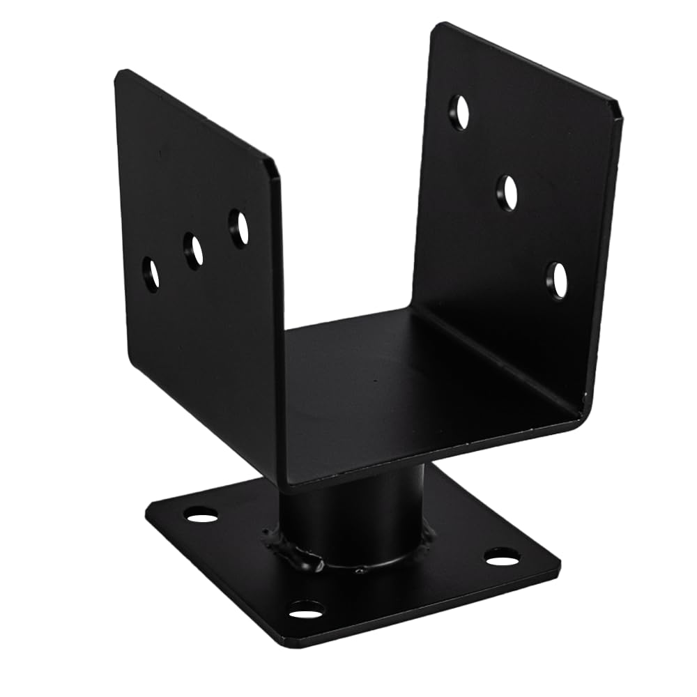 Heavy Duty Black Powder Coated Elevated Bolt Down Pergola Post Support - Premium Post Shoe - Ground Anchor (100mm - 4x4)
