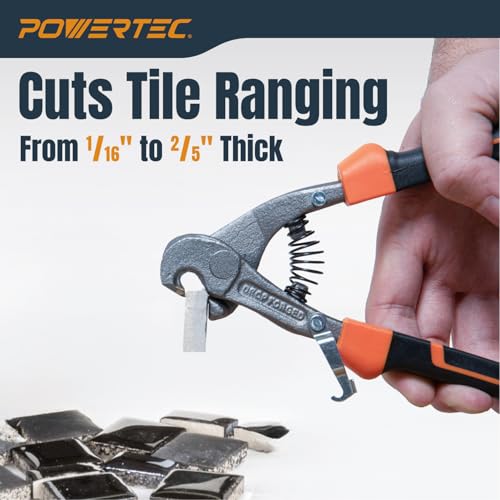 POWERTEC Parrot Head Tile Nippers for Glass, Ceramic, Porcelain, and Mosaic, Ergonomic Soft Grip, Heavy Duty Blades Cuts and Trim Tile Up to 2/5” Thick (71902) 1 Pack by POWERTEC - Image 3