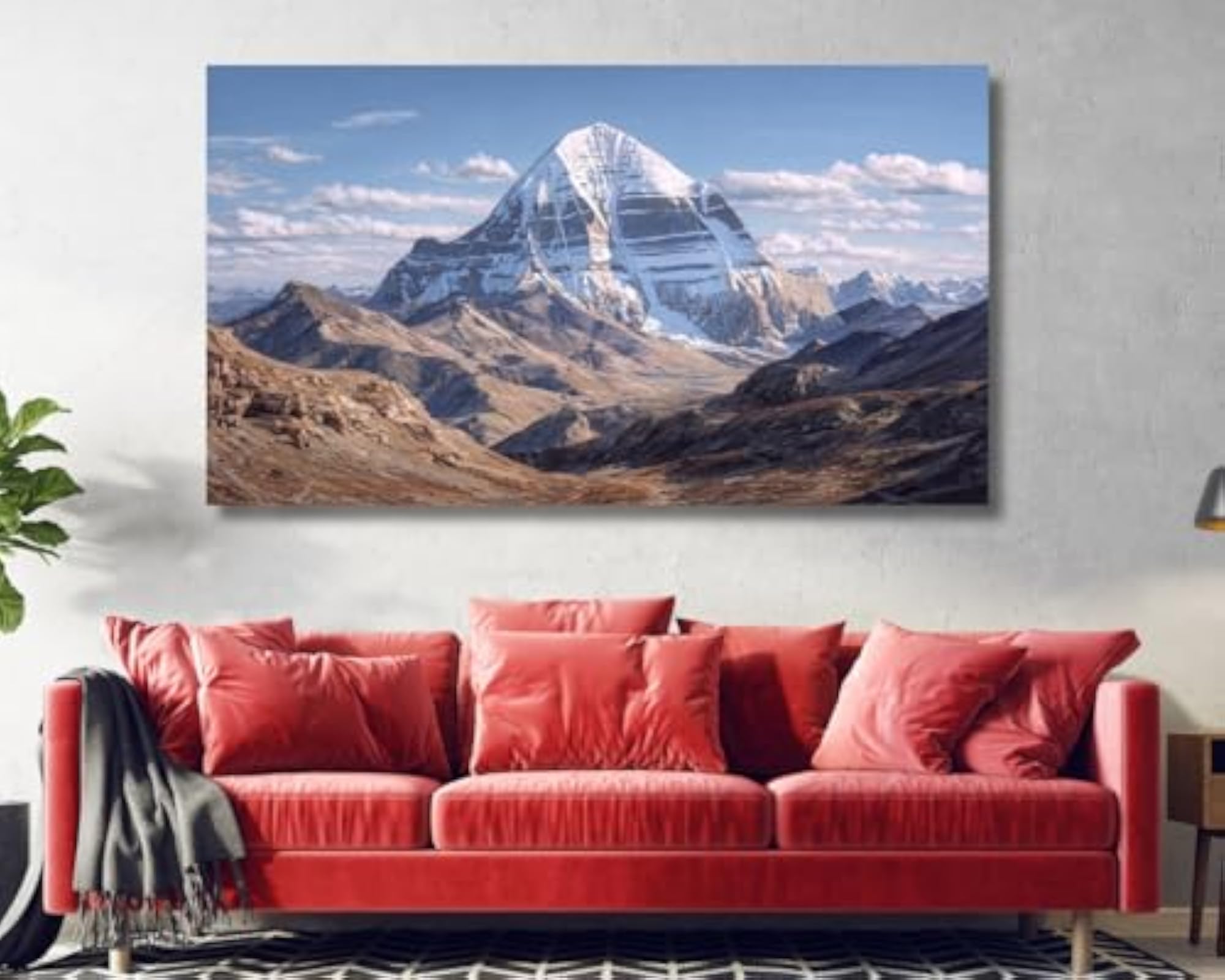 Kailash Mountain Painting for Wall Decoration, Framed