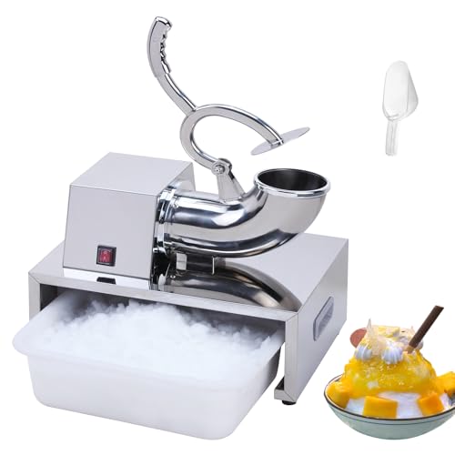 SNICE Electric Stainless Steel Snowflake Ice Shaver Machine For Bar,Kitchen,Seafood,Cold drink Heavy-Duty Snow Cone Machine Ice Crusher Machine Double Blade, Shaved Ice For Summer