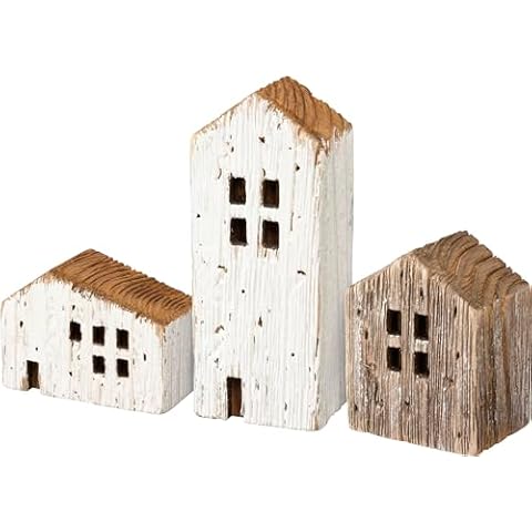 Primitives by Kathy Set of 3 Rustic Wooden House Figurines Cover