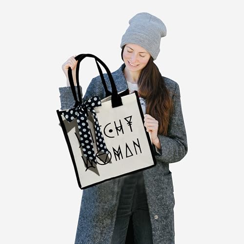 Witch Woman Shoulder Beach Bag, Halloween Gifts For Women, Gothic Canvas Tote Bag, Gothic Witch Shopping Bag, Birthday Christmas Gifts For Friends Colleagues -073