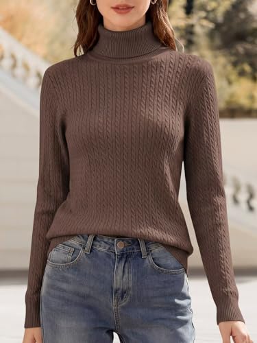 Image of ANFTFH Womens Turtleneck Sweater 2025 Ribbed Knit Top Pullover Sweaters