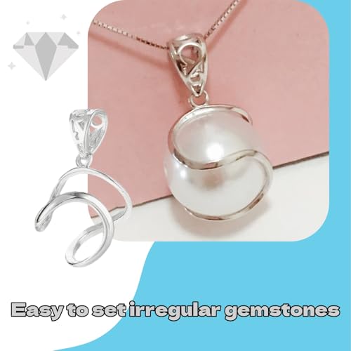 Vubbkdi Prong Pendant Base Adjustable Blank Settings Prong DIY Small Pendant for Irregular Shape Gemstones Setting Silver Hollow Claw Charm for Necklace Crafts Jewelry Making - Thumbnail 5