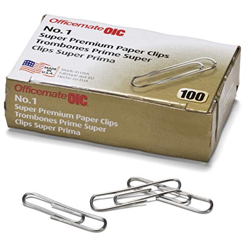 Officemate Super Premium #1 Paper Clip, 1,000 Clips (10 Boxes of 100 Each) (99910)