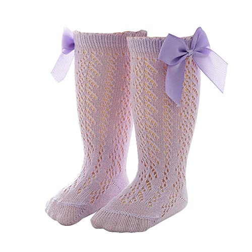 Baby Toddler Kids Bow Knee High Socks Girl Ruffle Socks Infant Children Breathable Stockings with Bow Casual Socks