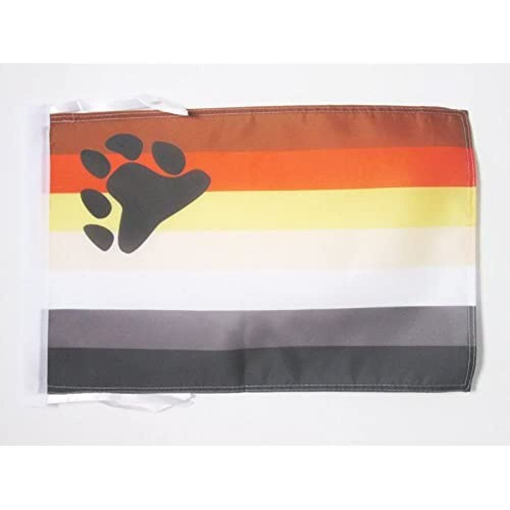 AZ FLAG - Gay Pride Bear Flag - 18'' x 12'' - 100% Polyester Rainbow Small Banner with Two Cords - Fade Resistant - Vivid Colors - 18x12 in - 45x30 Cm