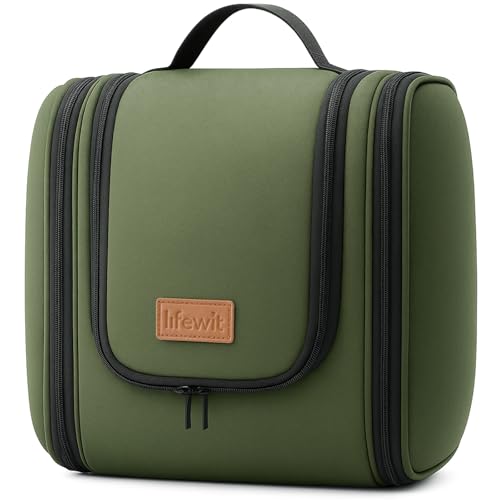 Lifewit Bolsa de Aseo de Colgar para Mujeres y Hombres, Grande Neceser Viaje de Maquillaje Transparente para Cosméticos, Viaje Vacaciones Accesorios para Envases para Productos Cuidado Piel, Verde