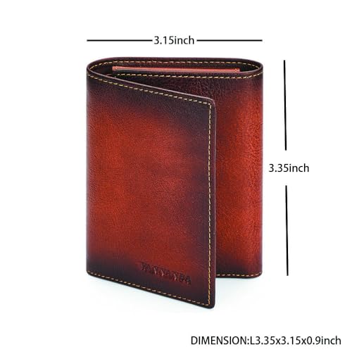 VANNANBA Mens Genuine Leather RFID Trifold Wallet With ID Window, Credit Card Pockets (brown)4