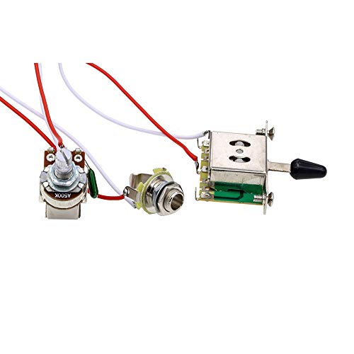 MUPOO Electric Guitar Wiring Harness Prewired Kit 3 Way Toggle Switch 500K Pots for Electric Guitar with 2 Humbuckers - Thumbnail 3
