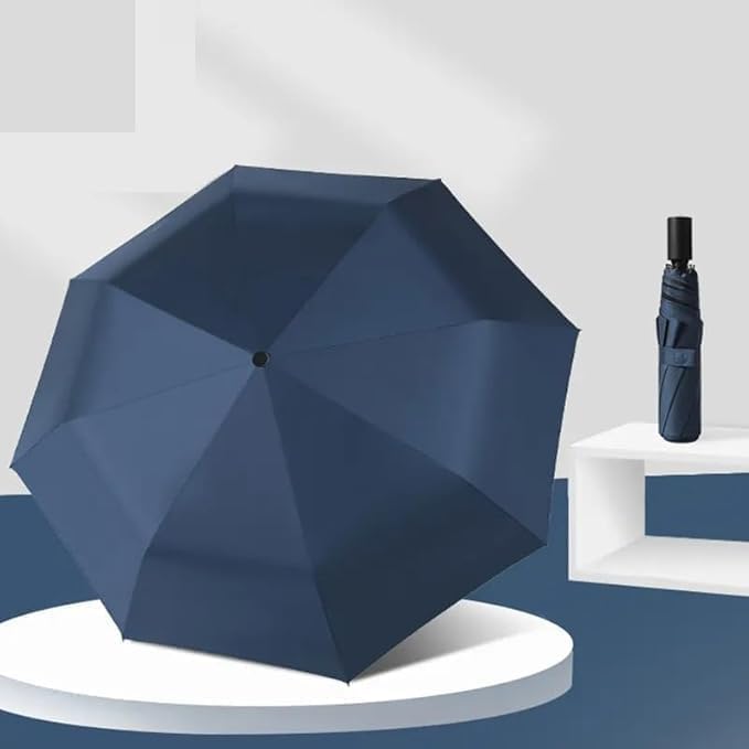 MOROVIK Portable Auto Travel Umbrella, UV Big Size Umbrella for Sun Protection Rain Windproof Strong large 3 fold for men women kids boys girls Perfect small & stylish Windproof & Compact (BLUE - 1)