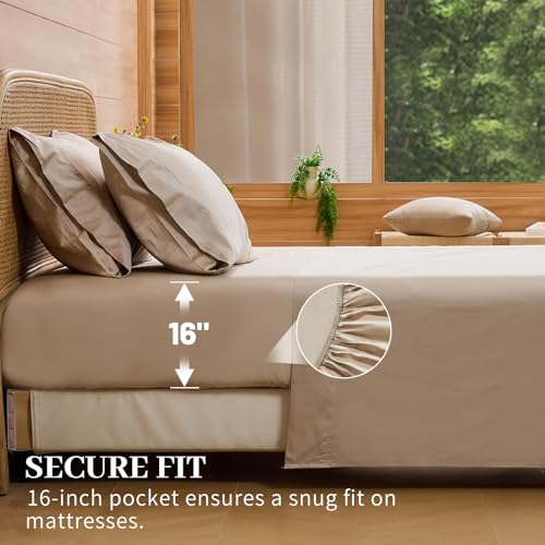 Image of Bedlifes 1000TC Egyptian Cotton Queen Sheets, 4Pcs, 16 inch Deep Pocket | Cooling & Breathable, Ultra Soft, Hotel Comfort, Sateen Weave, OEKO-TEX Certified, Easy-Care Machine Washable