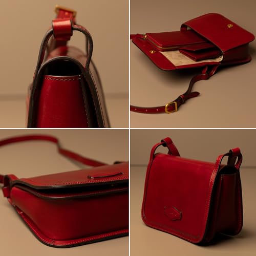 Image of Time Resistance Leather Crossbody Bag - Messenger Bag with Magnetic Closure - Leather Handbag Purse for Women