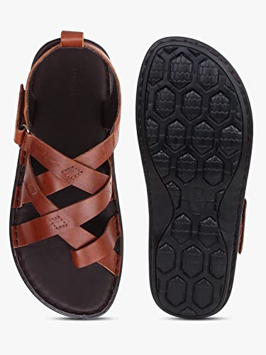 Image of MARDI GRAS Leather Sandals for Men | Casual Sandals with PU Sole & Foam Insole | Adjustable Straps, Breathable Leather Lining
