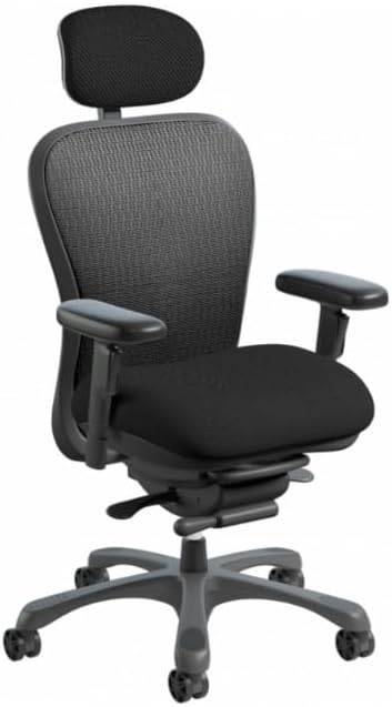 Nightingale CXO 6200DTI - Silla de oficina ergonómica, respaldo medio con reposacabezas, capacidad de 350 libras, color negro