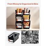 VEVOR Plastic Stackable Storage Bins, 14.8 x 8.5 x 7.1 inch (6 Pack), Plastic Containers for Organizing and Storage Bins for Closet, Garage, Small Parts, Office Supplies and Other Accessories, Black - Image 2