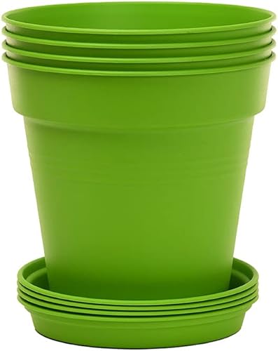 Mintra Home Macetas de jardín, 4 unidades, flores, hierbas, plantas, interior, exterior, colorido, al por mayor, a granel (verde claro, 4.3 in de