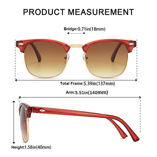 Image of Retro Semi Rimless Sunglasses Half Frame UV400 Glasses for Men And Women