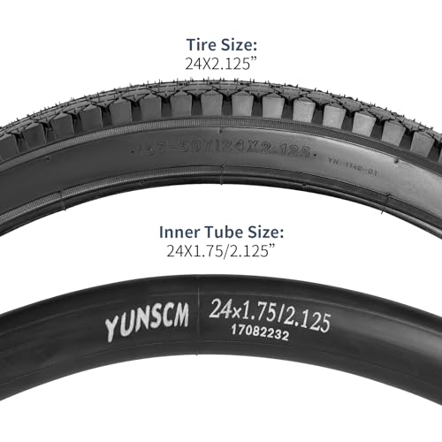 YUNSCM Pneus de bicicleta de 61 cm 24 x 2,125/57-507 60TPI e 60 cm tubos de bicicleta compatíveis co