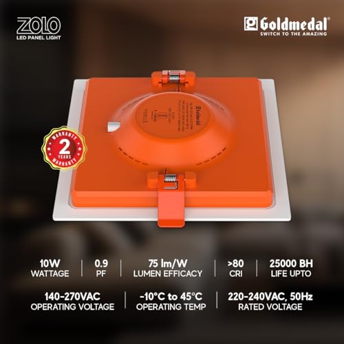 Image of Goldmedal Zolo 10W Sqaure LED Panel Light | Slim & Energy Efficient | Suitable for Bedroom, Living Room, Dining Room & Kitchen |Cool Daylight (6500K)