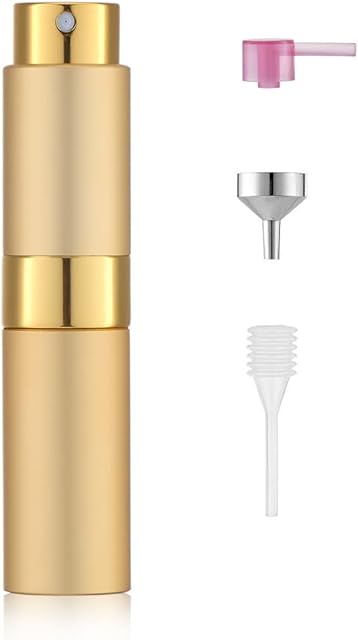 Toureal aluminiowy rozpylacz do perfum, pojemność 8 ml, do ponownego napełnienia, podróżny atomizer do perfum, dla kobiet i mężczyzn, butelka podróżna (złoty)