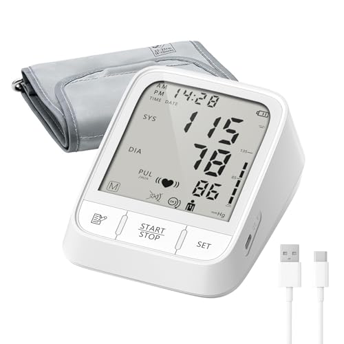 Tensiómetro electrónico con pantalla para uso doméstico, brazo, 2 * 99 posiciones de memoria, 2 modos de alimentación, manguito de ancho ajustable, gran pantalla LCD retroiluminada.