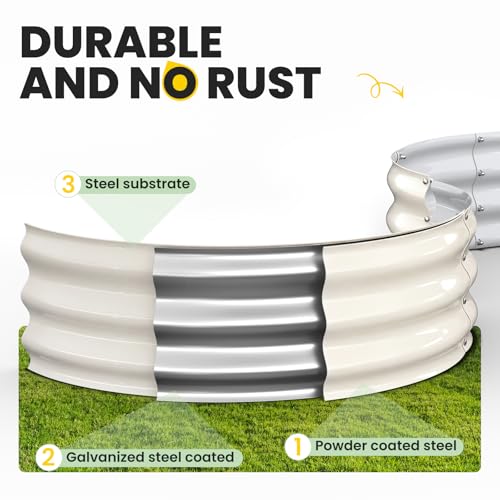 Pattiumo Galvanized Raised Garden Bed 4×4×1 FT, Round Metal Raised Garden Bed Outdoor Planter Box with Open Bottom, Rust-Resistant Steel Garden Bed for Vegetables Herbs Flowers, Easy Assembly by Pattiumo - Image 6