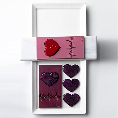 Greyas Cm 3842 Luis Amado Clear Polycarbonate Chocolate Mold Candy Mould With 3 Heart-Graph-Love-Tablet Cavities, Each 70Mm X 140Mm X 7.3Mm High #TOP7