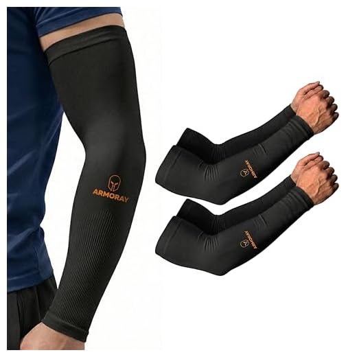 ARMORAY Arm Sleeves for Men or Women - Compression Warmers to Cover Tattoo - for Basketball Golf Running Football Cycling or Sun Protection