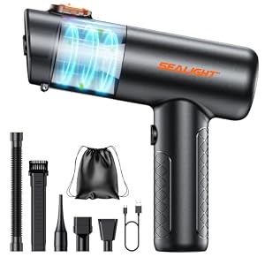 SEALIGHT Handstaubsauger Akku, 38000Pa Testsieger Autostaubsauger Stark | 400000 RPM, 45 Minuten Akkulaufzeit