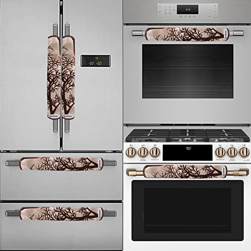 Image of Exclusive Combo Set of Appliances Cover (1 Pc. of Fridge Top Cover, 2 Pc. of Refrigerator Handle Cover and 3 Pc. Of Refrigerator Mat /Fridge Shelf Mat) (Color- Brown, Design-Floral, Set Contains- 6 Pcs. )
