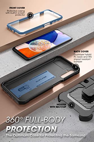 SUPCASE for Samsung Galaxy A14 5G Case with Screen Protector (Unicorn Beetle Pro), [Built-in Stand & Belt-Clip] Heavy Duty Full-Body Rugged Kickstand Protective Phone Case for Samsung A14 5G, Tilt - Thumbnail 4