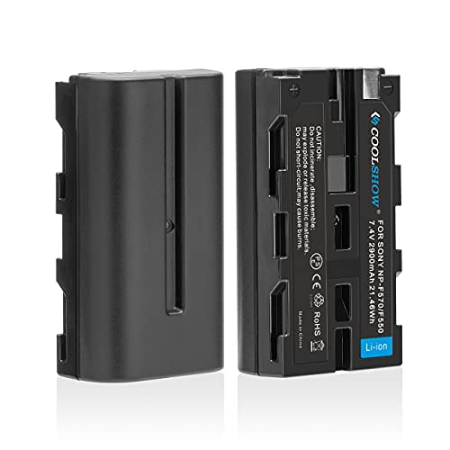 COOLSHOW NP F550 Akku (2 stück) 2900mAh Ersatzakkus für Sony NP F970 F750 F770 F960 F550 F530 F330 F570 CCD-SC55 TR516 TR716 TR818 TR910 TR917 Cover