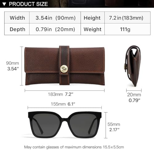 Custodia Occhiali Vintage Uomo Donna Custodia Occhiali In Vera Pelle - Portaocchiali Da Viaggio Antischiacciamento Porta Occhiali In Pelle Bovina