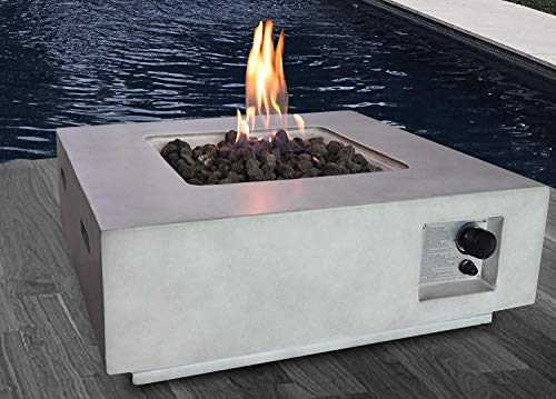 Lsi Fire Pit For Outdoor Home Garden Backyard Fireplace, Square Shape (12" H X 30" W X 30" D, Cream) #TOP1