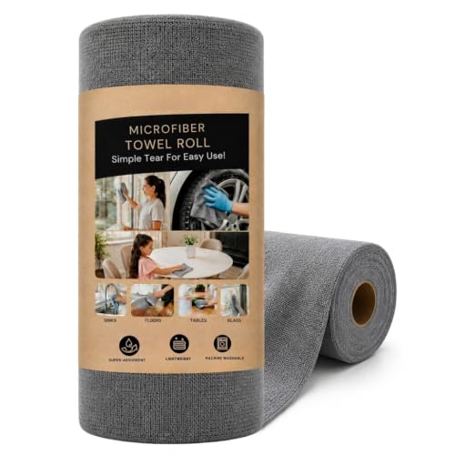Image of Solitude 20 Pack Microfiber Cleaning Cloth Roll | Reusable Tear Away Towels 25x25 cm | Lint-Free for Car & Home Cleaning Cloth