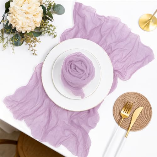 60 Pack Lavender Cheesecloth Napkins 20"x20" Boho Gauze Cheese Cloth Napkins Bulk Washable and Reusable Rustic Dinner Table Decor for Wedding Baby Bridal Shower Birthday Dinner Party by flowgrace - Used condition - Image 3