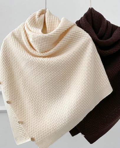 2025 New Shoulder Accessories Button-Detailed Knitted Cape Wrap 3-Way Wearable Scarf Cover Up Spring Fall Winter4