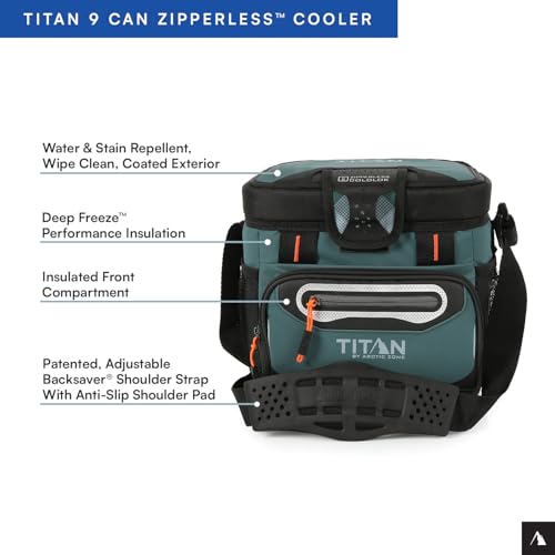Titan by Arctic Zone Zipperless Soft Sided Cooler with HardBody Liner and SmartShelf, Insulated Bag with Shoulder Strap for Lunch and Travel, 9 Can Capacity, Jungle Hunt by Titan by Arctic Zone - Image 3